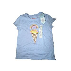 Cat & Jack Kids Girls Ice Cream Rainbow T-Shirt Blue, Size 3T, NWT